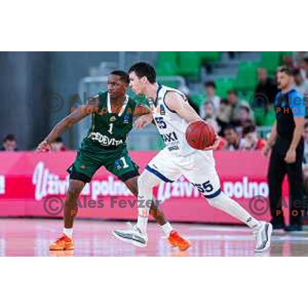 Umoja Gibson in action during BKT EuroCup 2025-2026 basketball match between Cedevita Olimpija (SLO) and Baxi Manresa (ESP) in SRC Stozice, Ljubljana, Slovenia on October 1, 2025