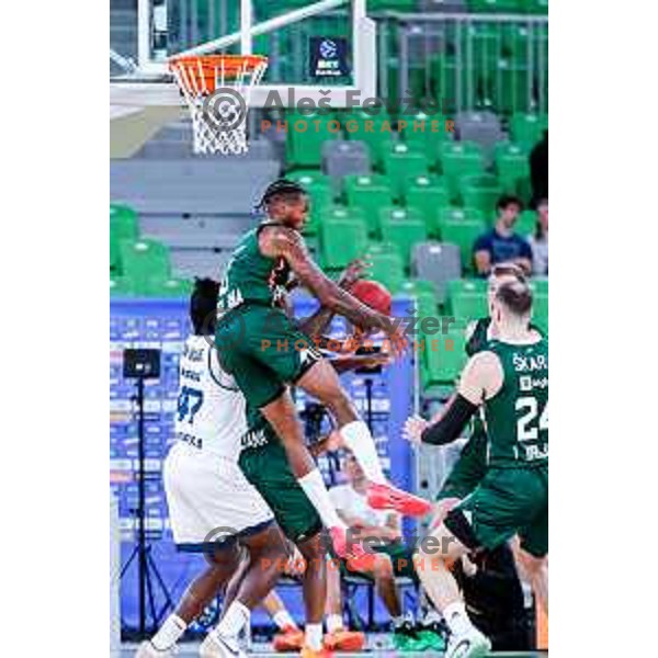 DJ Stewart in action during BKT EuroCup 2025-2026 basketball match between Cedevita Olimpija (SLO) and Baxi Manresa (ESP) in SRC Stozice, Ljubljana, Slovenia on October 1, 2025
