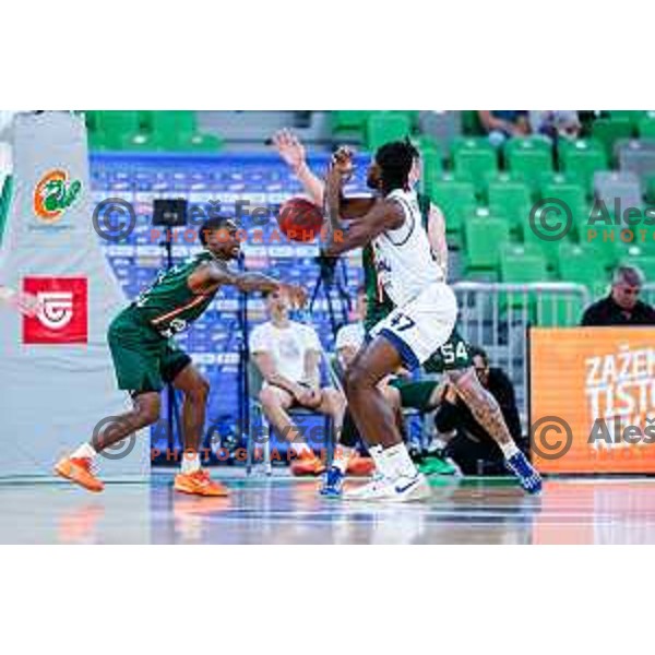 Umoja Gibson in action during BKT EuroCup 2025-2026 basketball match between Cedevita Olimpija (SLO) and Baxi Manresa (ESP) in SRC Stozice, Ljubljana, Slovenia on October 1, 2025