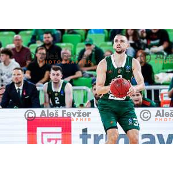 Rok Radovic in action during BKT EuroCup 2025-2026 basketball match between Cedevita Olimpija (SLO) and Baxi Manresa (ESP) in SRC Stozice, Ljubljana, Slovenia on October 1, 2025