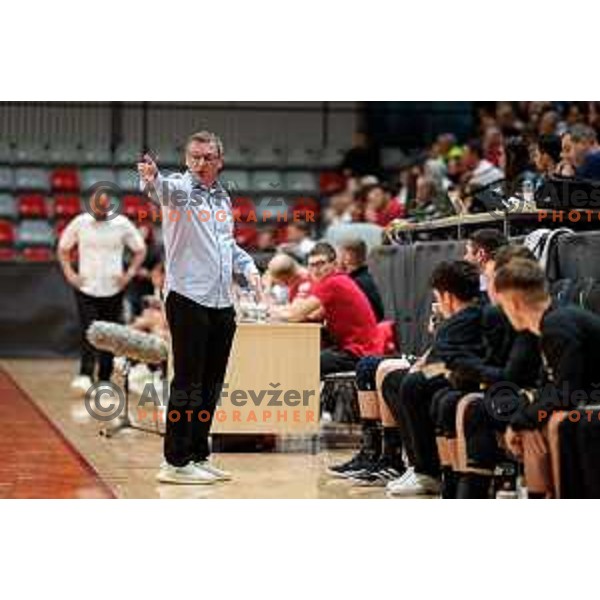 Zoran Jovicic, Head coach of RK Gorenje Velenje in action during 1.NLB handball match between LL Grosist Slovan and RK Gorenje Velenje in Kodeljevo Hall, Ljubljana, Slovenia on October 1st, 2025.