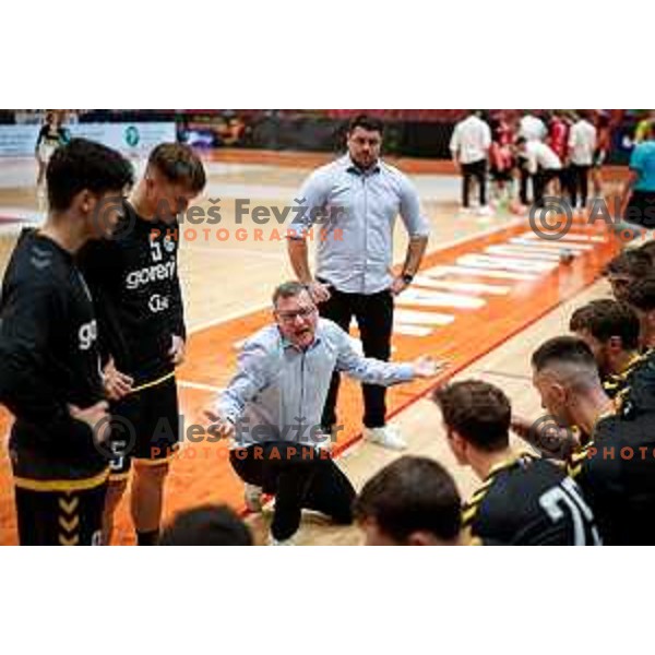Zoran Jovicic, Head coach of RK Gorenje Velenje in action during 1.NLB handball match between LL Grosist Slovan and RK Gorenje Velenje in Kodeljevo Hall, Ljubljana, Slovenia on October 1st, 2025.
