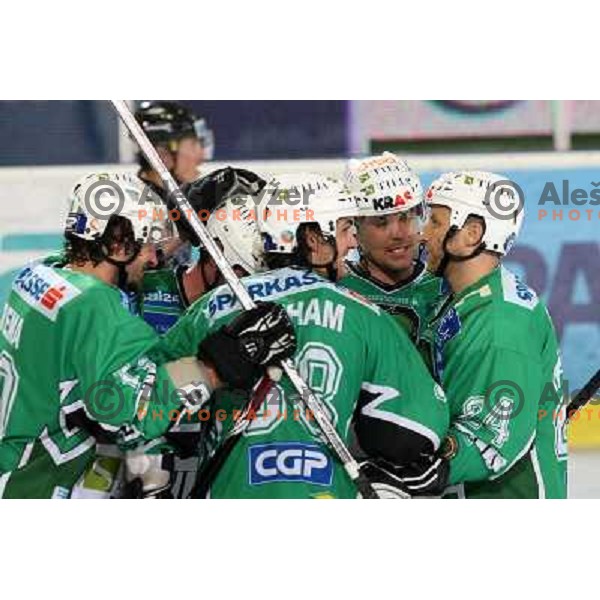 Yarema, Banham, Vnuk at ice hockey match Tilia Olimpija- KAC in EBEL league, played in Hala Tivoli, Ljubljana 31.10.2008. Tilia Olimpija won 4:2 