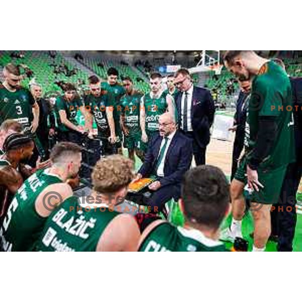 head coach Zvezdan Mitrovic during BKT EuroCup 2025-2026 basketball match between Cedevita Olimpija (SLO) and Baxi Manresa (ESP) in SRC Stozice, Ljubljana, Slovenia on October 1, 2025