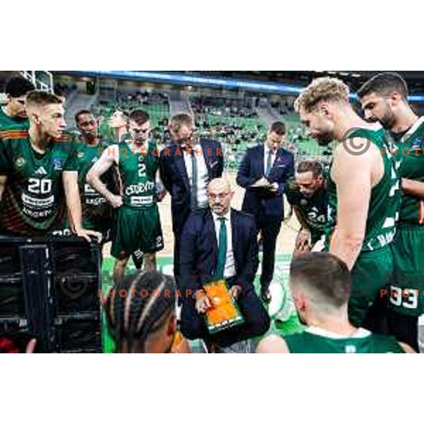 head coach Zvezdan Mitrovic during BKT EuroCup 2025-2026 basketball match between Cedevita Olimpija (SLO) and Baxi Manresa (ESP) in SRC Stozice, Ljubljana, Slovenia on October 1, 2025