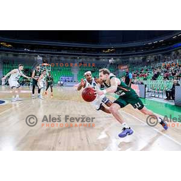 Jaka Blazic in action during BKT EuroCup 2025-2026 basketball match between Cedevita Olimpija (SLO) and Baxi Manresa (ESP) in SRC Stozice, Ljubljana, Slovenia on October 1, 2025
