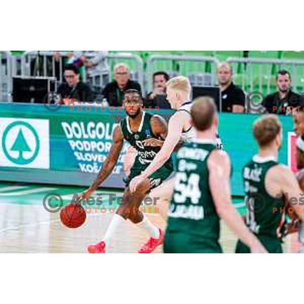 DJ Stewart in action during BKT EuroCup 2025-2026 basketball match between Cedevita Olimpija (SLO) and Baxi Manresa (ESP) in SRC Stozice, Ljubljana, Slovenia on October 1, 2025