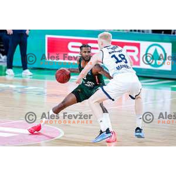 DJ Stewart in action during BKT EuroCup 2025-2026 basketball match between Cedevita Olimpija (SLO) and Baxi Manresa (ESP) in SRC Stozice, Ljubljana, Slovenia on October 1, 2025