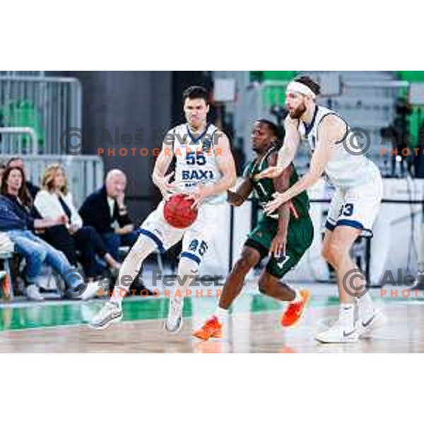 Umoja Gibson in action during BKT EuroCup 2025-2026 basketball match between Cedevita Olimpija (SLO) and Baxi Manresa (ESP) in SRC Stozice, Ljubljana, Slovenia on October 1, 2025
