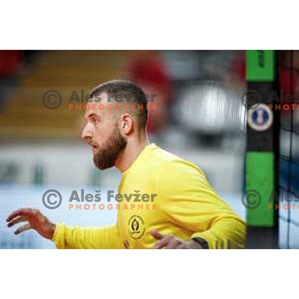Aljaz panjtar of RD LL Grosist Slovan in action during 1.NLB handball match between LL Grosist Slovan and RK Gorenje Velenje in Kodeljevo Hall, Ljubljana, Slovenia on October 1st, 2025.