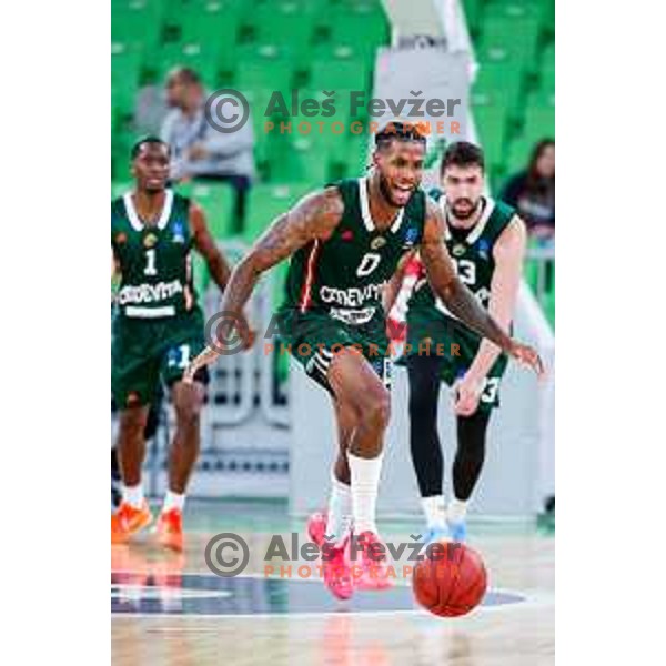 DJ Stewart in action during BKT EuroCup 2025-2026 basketball match between Cedevita Olimpija (SLO) and Baxi Manresa (ESP) in SRC Stozice, Ljubljana, Slovenia on October 1, 2025