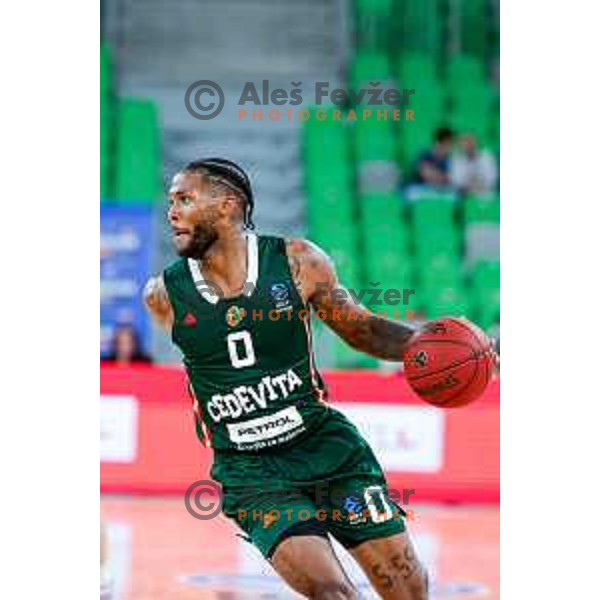 DJ Stewart in action during BKT EuroCup 2025-2026 basketball match between Cedevita Olimpija (SLO) and Baxi Manresa (ESP) in SRC Stozice, Ljubljana, Slovenia on October 1, 2025