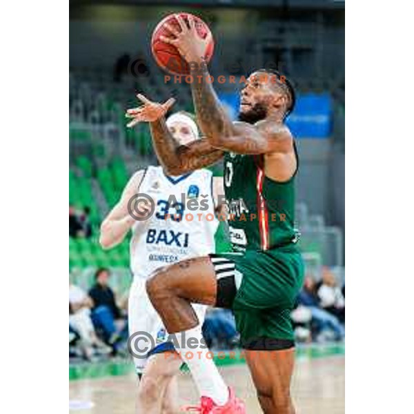 DJ Stewart in action during BKT EuroCup 2025-2026 basketball match between Cedevita Olimpija (SLO) and Baxi Manresa (ESP) in SRC Stozice, Ljubljana, Slovenia on October 1, 2025