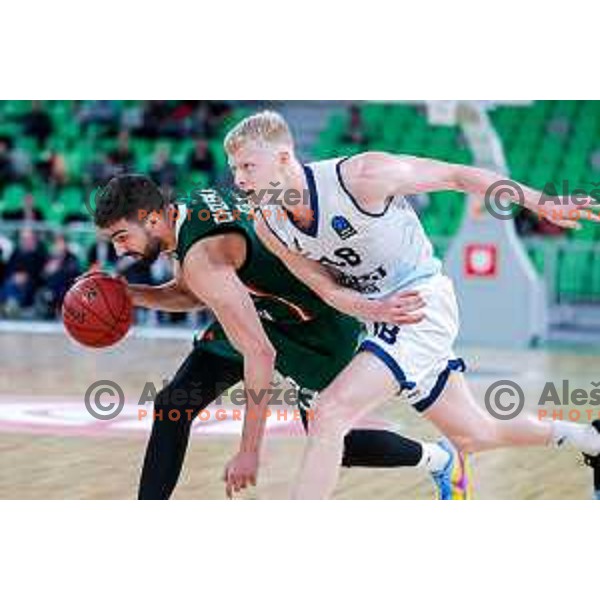 Nikos Chougkaz in action during BKT EuroCup 2025-2026 basketball match between Cedevita Olimpija (SLO) and Baxi Manresa (ESP) in SRC Stozice, Ljubljana, Slovenia on October 1, 2025