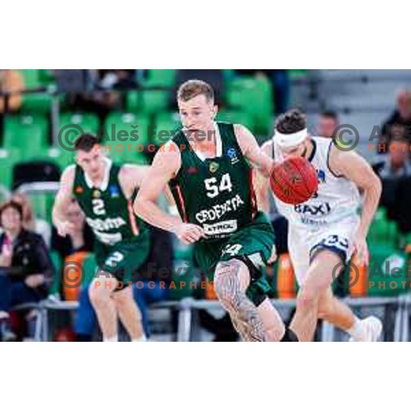 Thomas Kennedy in action during BKT EuroCup 2025-2026 basketball match between Cedevita Olimpija (SLO) and Baxi Manresa (ESP) in SRC Stozice, Ljubljana, Slovenia on October 1, 2025