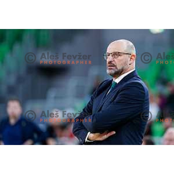 head coach Zvezdan Mitrovic during BKT EuroCup 2025-2026 basketball match between Cedevita Olimpija (SLO) and Baxi Manresa (ESP) in SRC Stozice, Ljubljana, Slovenia on October 1, 2025