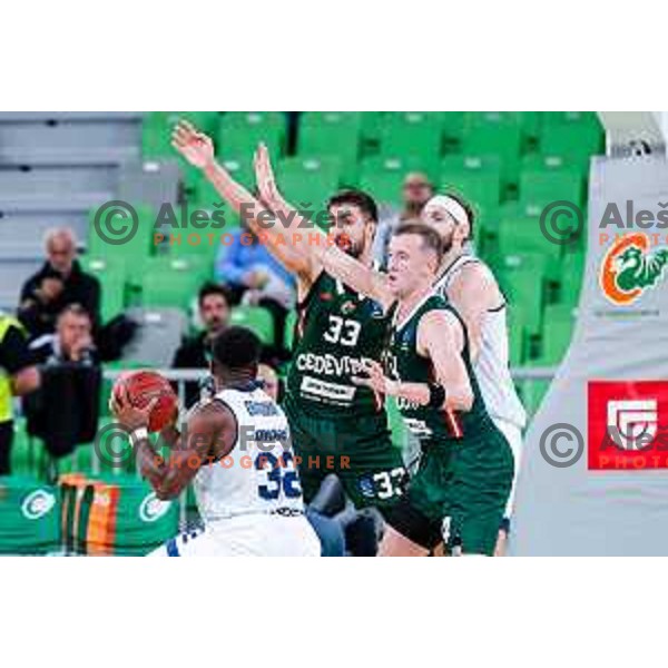 Nikos Chougkaz in action during BKT EuroCup 2025-2026 basketball match between Cedevita Olimpija (SLO) and Baxi Manresa (ESP) in SRC Stozice, Ljubljana, Slovenia on October 1, 2025