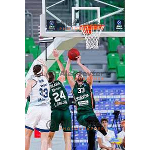 Nikos Chougkaz in action during BKT EuroCup 2025-2026 basketball match between Cedevita Olimpija (SLO) and Baxi Manresa (ESP) in SRC Stozice, Ljubljana, Slovenia on October 1, 2025