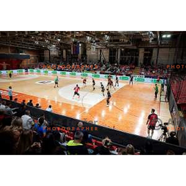 in action during 1.NLB handball match between LL Grosist Slovan and RK Gorenje Velenje in Kodeljevo Hall, Ljubljana, Slovenia on October 1st, 2025.