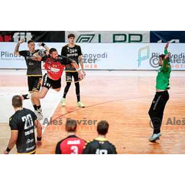 Ilija Brozovic of RD LL Grosist Slovan in action during 1.NLB handball match between LL Grosist Slovan and RK Gorenje Velenje in Kodeljevo Hall, Ljubljana, Slovenia on October 1st, 2025.
