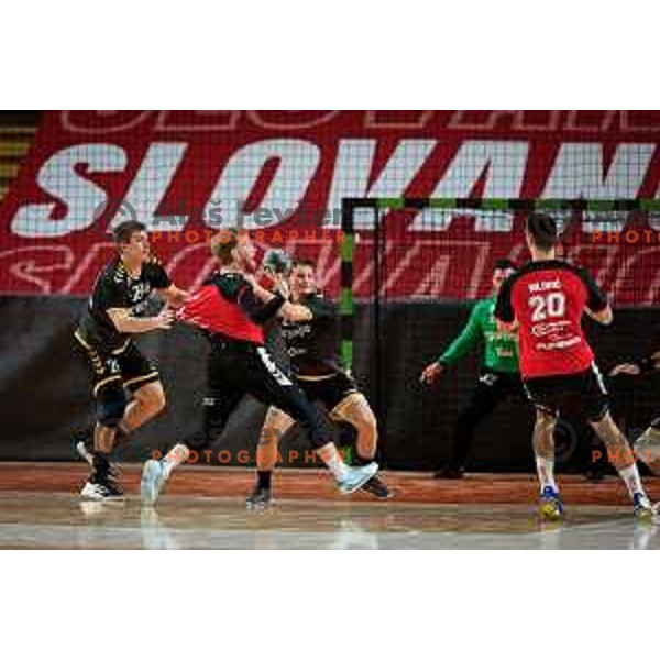 in action during 1.NLB handball match between LL Grosist Slovan and RK Gorenje Velenje in Kodeljevo Hall, Ljubljana, Slovenia on October 1st, 2025.