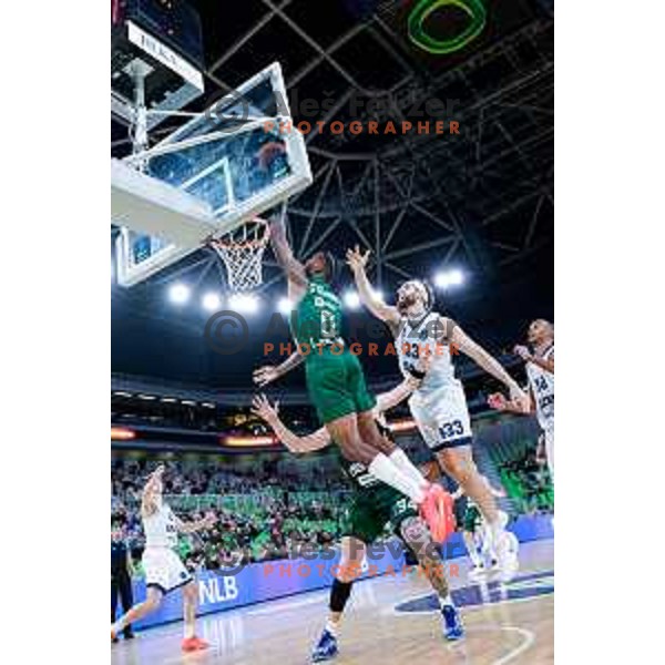 DJ Stewart in action during BKT EuroCup 2025-2026 basketball match between Cedevita Olimpija (SLO) and Baxi Manresa (ESP) in SRC Stozice, Ljubljana, Slovenia on October 1, 2025