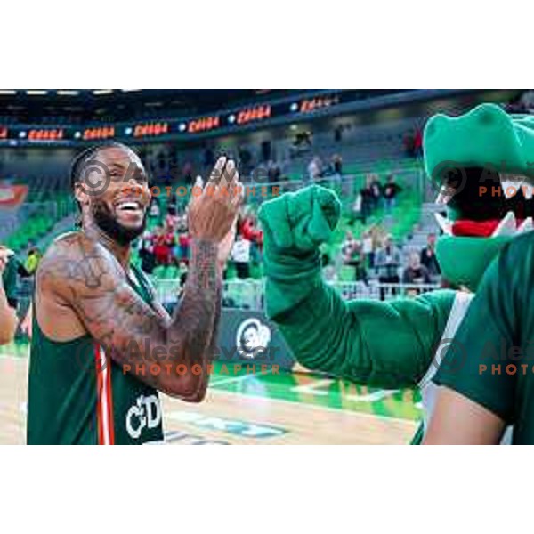 DJ Stewart in action during BKT EuroCup 2025-2026 basketball match between Cedevita Olimpija (SLO) and Baxi Manresa (ESP) in SRC Stozice, Ljubljana, Slovenia on October 1, 2025