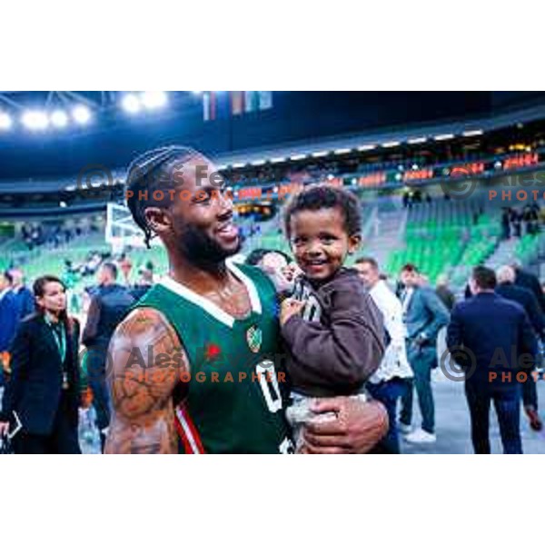 DJ Stewart in action during BKT EuroCup 2025-2026 basketball match between Cedevita Olimpija (SLO) and Baxi Manresa (ESP) in SRC Stozice, Ljubljana, Slovenia on October 1, 2025