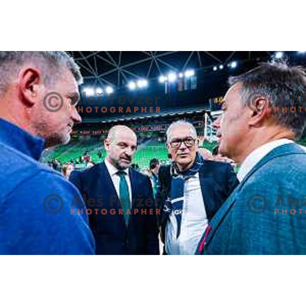 head coach Zvezdan Mitrovic and Emil Tedeschi during BKT EuroCup 2025-2026 basketball match between Cedevita Olimpija (SLO) and Baxi Manresa (ESP) in SRC Stozice, Ljubljana, Slovenia on October 1, 2025