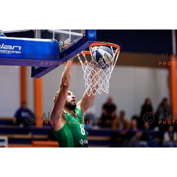 Lovro Buljevic in action during OTP Bank League 2025/2026 basketball match between Kansai Helios and Krka in Domzale, Slovenia on October 1, 2025