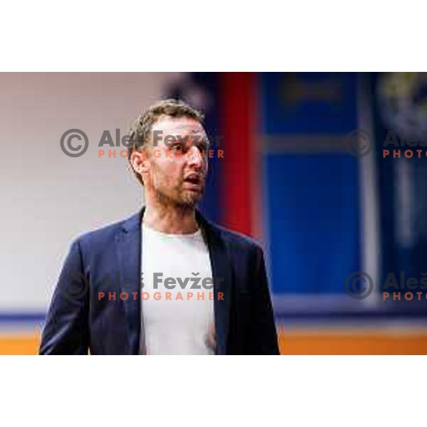 Jure Mocnik, head coach of Kansai Helios during OTP Bank League 2025/2026 basketball match between Kansai Helios and Krka in Domzale, Slovenia on October 1, 2025