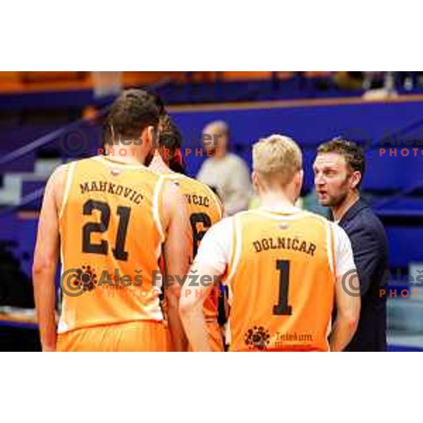 Jure Mocnik, head coach of Kansai Helios during OTP Bank League 2025/2026 basketball match between Kansai Helios and Krka in Domzale, Slovenia on October 1, 2025