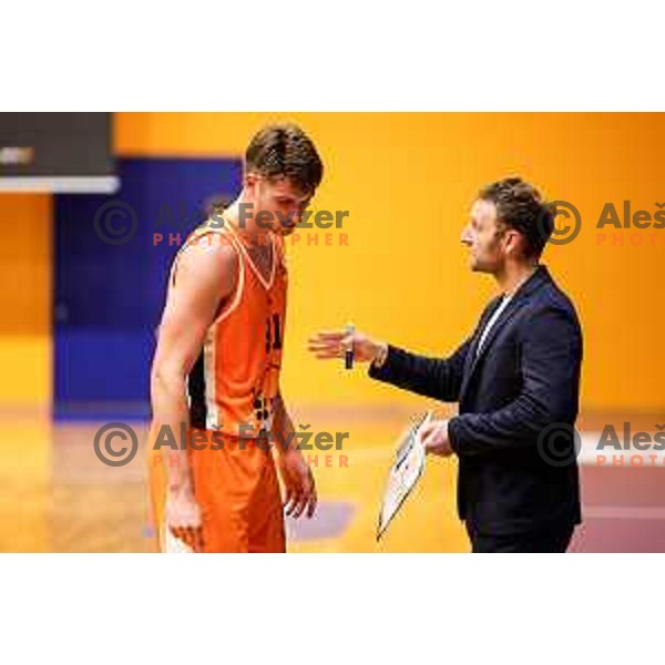 Jure Mocnik, head coach of Kansai Helios during OTP Bank League 2025/2026 basketball match between Kansai Helios and Krka in Domzale, Slovenia on October 1, 2025