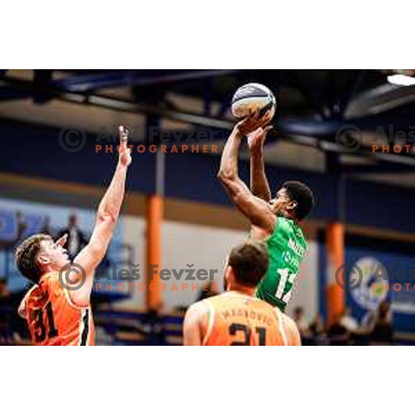 Victor Lamont Bailey in action during OTP Bank League 2025/2026 basketball match between Kansai Helios and Krka in Domzale, Slovenia on October 1, 2025