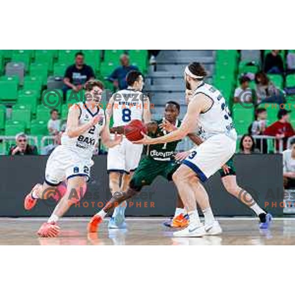 Umoja Gibson in action during BKT EuroCup 2025-2026 basketball match between Cedevita Olimpija (SLO) and Baxi Manresa (ESP) in SRC Stozice, Ljubljana, Slovenia on October 1, 2025