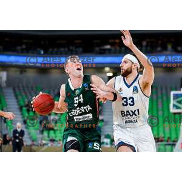 Thomas Kennedy in action during BKT EuroCup 2025-2026 basketball match between Cedevita Olimpija (SLO) and Baxi Manresa (ESP) in SRC Stozice, Ljubljana, Slovenia on October 1, 2025