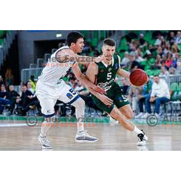 Aleksej Nikolic in action during BKT EuroCup 2025-2026 basketball match between Cedevita Olimpija (SLO) and Baxi Manresa (ESP) in SRC Stozice, Ljubljana, Slovenia on October 1, 2025