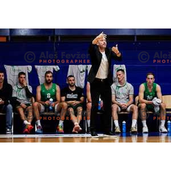 Dejan Jakara, head coach of Krka during OTP Bank League 2025/2026 basketball match between Kansai Helios and Krka in Domzale, Slovenia on October 1, 2025
