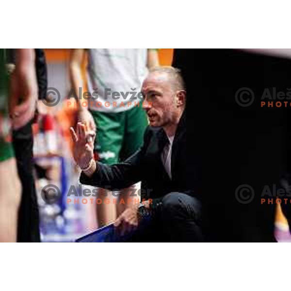Dejan Jakara, head coach of Krka during OTP Bank League 2025/2026 basketball match between Kansai Helios and Krka in Domzale, Slovenia on October 1, 2025