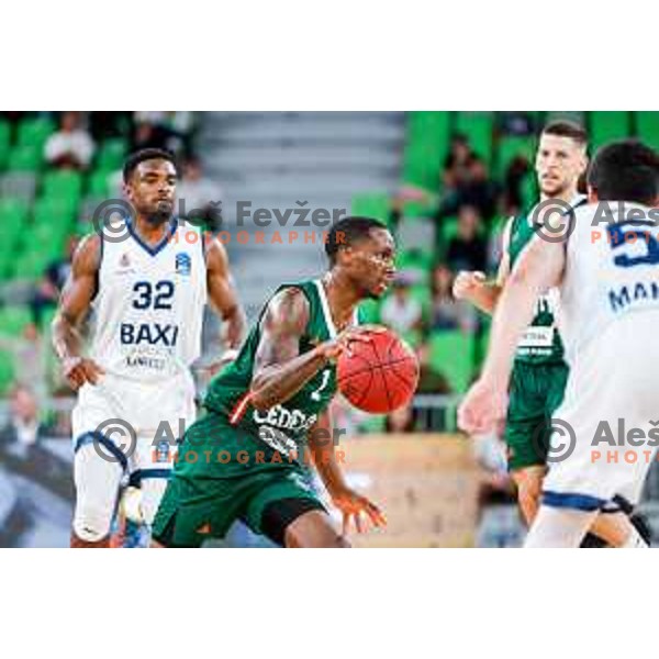 Umoja Gibson in action during BKT EuroCup 2025-2026 basketball match between Cedevita Olimpija (SLO) and Baxi Manresa (ESP) in SRC Stozice, Ljubljana, Slovenia on October 1, 2025