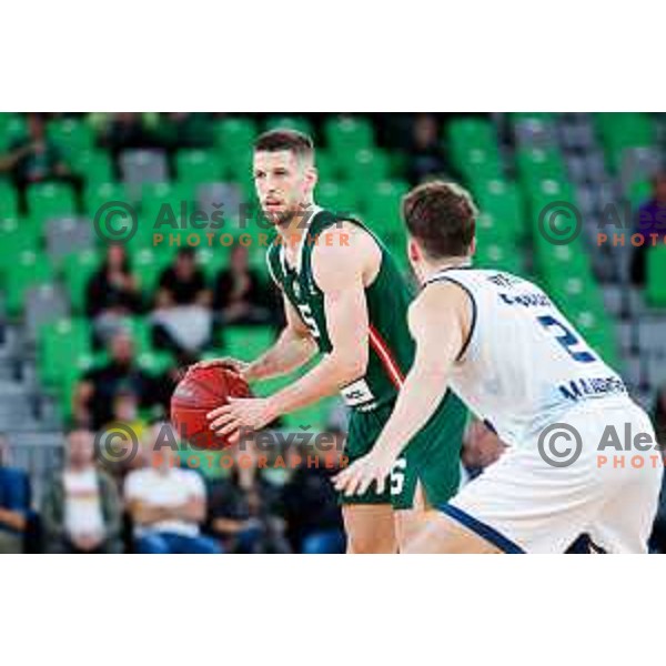 Aleksej Nikolic in action during BKT EuroCup 2025-2026 basketball match between Cedevita Olimpija (SLO) and Baxi Manresa (ESP) in SRC Stozice, Ljubljana, Slovenia on October 1, 2025