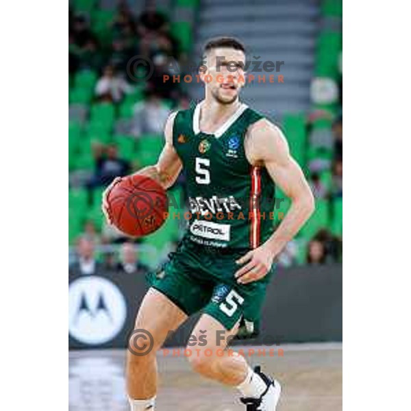 Aleksej Nikolic in action during BKT EuroCup 2025-2026 basketball match between Cedevita Olimpija (SLO) and Baxi Manresa (ESP) in SRC Stozice, Ljubljana, Slovenia on October 1, 2025