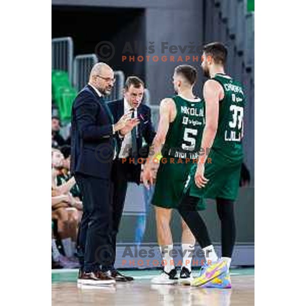 Aleksej Nikolic in action during BKT EuroCup 2025-2026 basketball match between Cedevita Olimpija (SLO) and Baxi Manresa (ESP) in SRC Stozice, Ljubljana, Slovenia on October 1, 2025