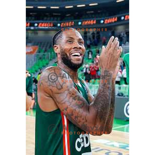DJ Stewart in action during BKT EuroCup 2025-2026 basketball match between Cedevita Olimpija (SLO) and Baxi Manresa (ESP) in SRC Stozice, Ljubljana, Slovenia on October 1, 2025