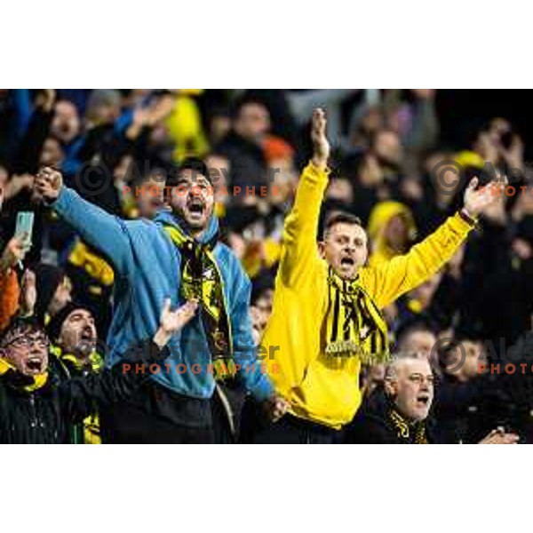 Fans of AEK Athens during UEFA Conference League 2025/26 football match between NK Celje (SLO) and AEK Athens (GRE) in Stadion z’dezele, Celje, Slovenia on October 2, 2025. Photo: Jure Banfi