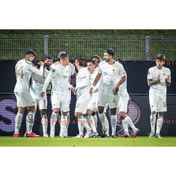 celebrate goal during UEFA Conference League 2025/26 football match between NK Celje (SLO) and AEK Athens (GRE) in Stadion z’dezele, Celje, Slovenia on October 2, 2025. Photo: Jure Banfi