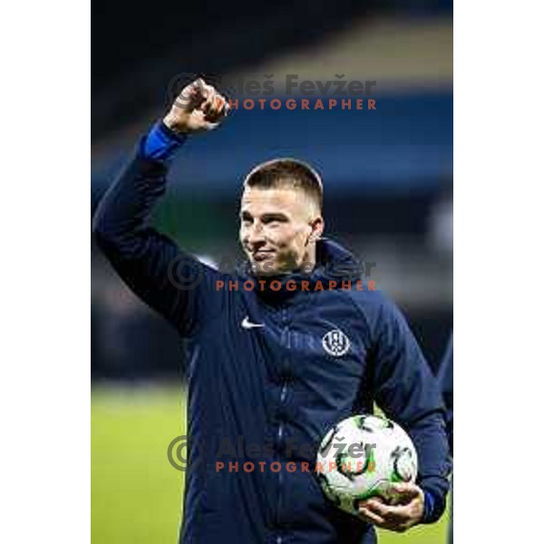 Franko Kovacevic celebrates goal during UEFA Conference League 2025/26 football match between NK Celje (SLO) and AEK Athens (GRE) in Stadion z’dezele, Celje, Slovenia on October 2, 2025. Photo: Jure Banfi
