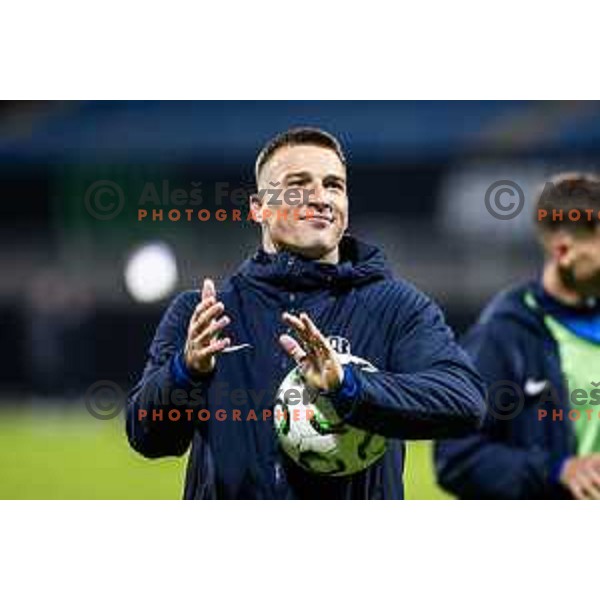 Franko Kovacevic celebrates goal during UEFA Conference League 2025/26 football match between NK Celje (SLO) and AEK Athens (GRE) in Stadion z’dezele, Celje, Slovenia on October 2, 2025. Photo: Jure Banfi