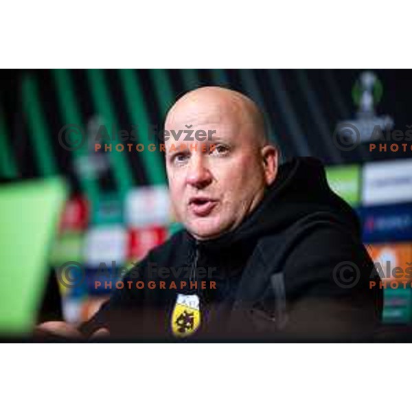 Marko Nikolic, head coach of AEK Athens at the press conference after UEFA Conference League 2025/26 football match between NK Celje (SLO) and AEK Athens (GRE) in Stadion z’dezele, Celje, Slovenia on October 2, 2025. Photo: Jure Banfi