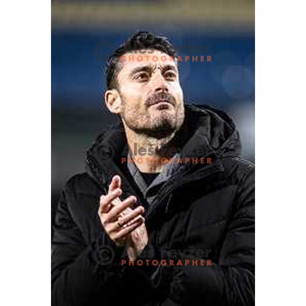 Albert Riera, head coach of NK Celje celebrates after UEFA Conference League 2025/26 football match between NK Celje (SLO) and AEK Athens (GRE) in Stadion z’dezele, Celje, Slovenia on October 2, 2025. Photo: Jure Banfi